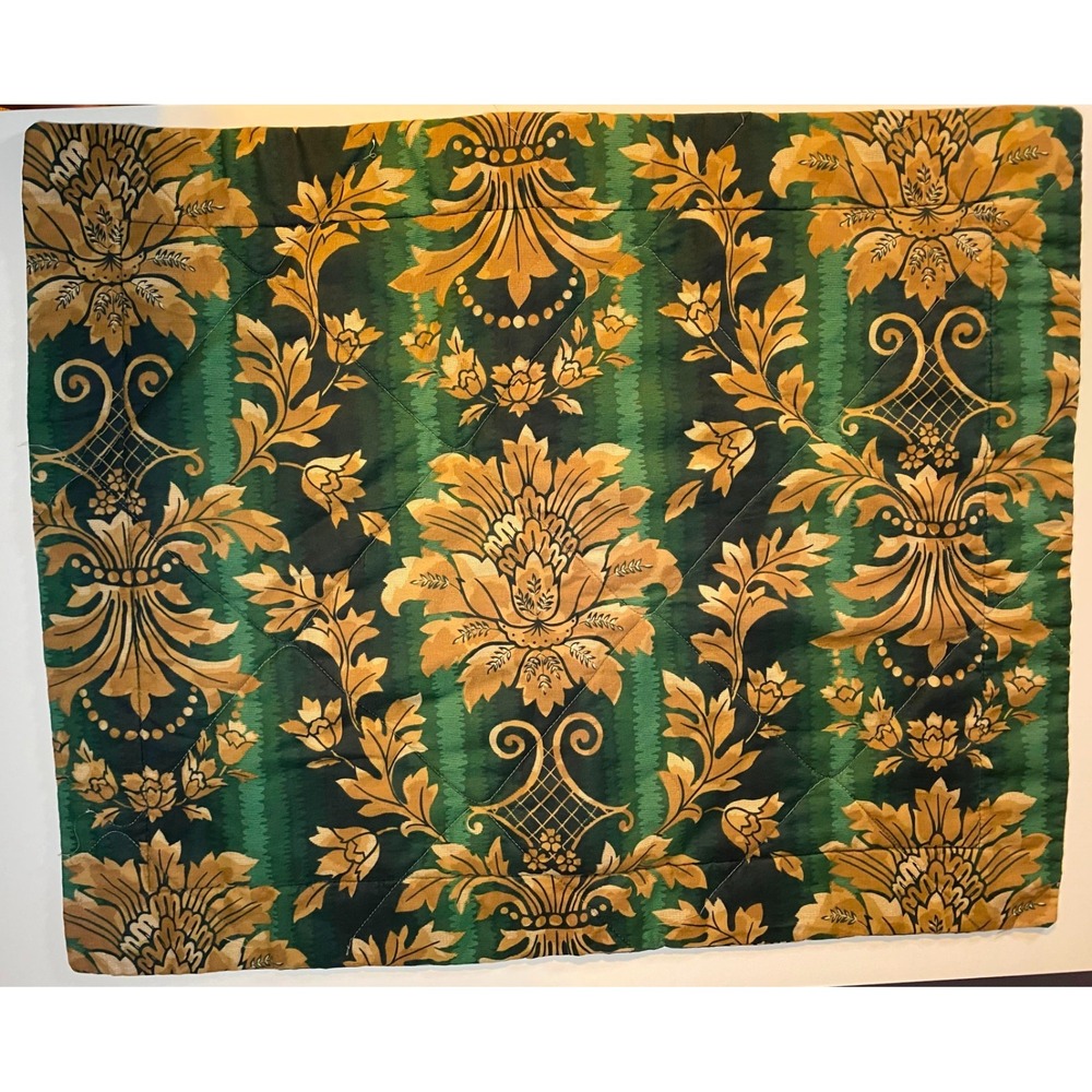 Vintage Pillow Sham Quilted Standard size 21" x 27" Cotton Rococo Brocade Style